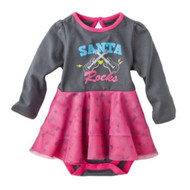 Cherokee Infant Girls Santa Rocks Christmas Dress Tulle Bodysuit