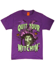 Happy Halloween Mens Purple Quit Your Witchin' T-Shirt