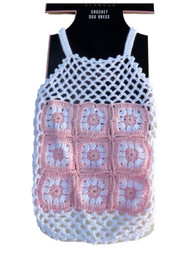 Boots & Barkley Pink & White Crochet Dog Dress