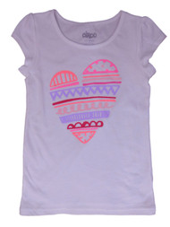 Girls White Heart Glitter Valentine Tee Shirt T-Shirt