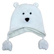 CP Infant Boys & Girls White Knit Polar Bear Peruvian Trapper Hat 6-12 Months