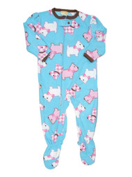 Infant & Toddler Girls Plush Blue Scottie Dog Sleeper Sleep & Play Pajamas