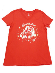 Holiday Time Womens Red Just Believe Santa Christmas Short Sleeve T-Shirt M