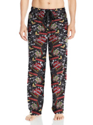 Men's Black Christmas Party Microfleece Sleep Pants