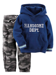 Carters Infant Boys Handsome Dept Hoodie Sweatshirt Jacket & Pants 2 PC Outfit