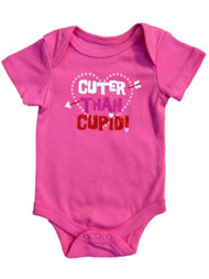 Infant Girls Cuter Than Cupid Pink Heart Creeper Valentines Day Bodysuit