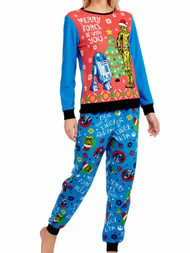 Star Wars Womens Fleece R2D2 Ugly Sweater Pajamas Holiday Sleep Set