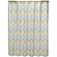 Home Classics Tribal Finds Fabric Shower Curtain Yellow Blue Chevron Bath Decor