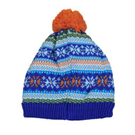 CP Infant Boys Girls Blue Orange Nordic Print Beanie Pom Stocking Cap Hat