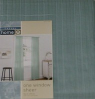 Casual Home Sheer Blue Leno Stripe Window Panel 84" Curtain