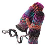 Mudd Womens Soft Orange & Purple Knit Mittens with String Attachment