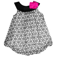 Infant Girls Black & White Flower Print Bubble Romper Creeper