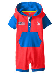 U.S. Polo Assn. Infant Boys US Flag Hooded Romper