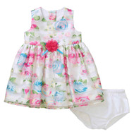 Infant Girls Striped Pink Floral Easter & Holiday Baby Dress