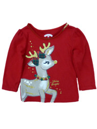 Holiday Time Infant Toddler Girls Shine Bright Christmas Reindeer Tee Shirt