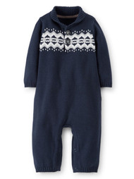 Carters Infant Boys Blue Knit Coverall Jumpsuit