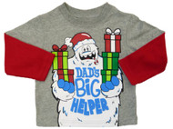 Infant Toddler Boys Gray Dad's Big Helper Yeti Long Sleeve Christmas T-Shirt