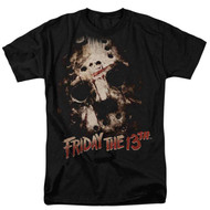 Friday The 13th Mens Black Jason Mask Graphic Horror Movie T-Shirt