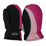 Aquarius Toddler Girls Black & Pink Snow & Ski Mittens Thinsulate Lining