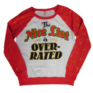 Holiday Time Junior Womens Nice List Over-rated Holiday Sweatshirt Pullover