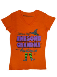 Happy Halloween Womens Orange This Is My Awesome Grandma Costume T-Shirt