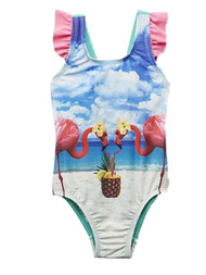 Infant Girls 1 Piece Pink Flamingo Swim Suit Swimming Bathing Suit