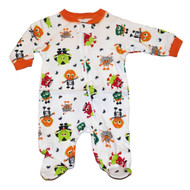 Infant Boys Halloween Sleeper White Cotton Monster Sleep & Play