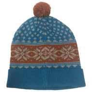 Aquarius Boys Nordic Blue Snowflake Beanie Pom Pom Hat Stocking Cap