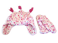 Faded Glory Toddler Girls Pink Stars Fleece Trapper Hat & Mittens Set Joker