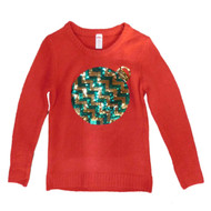 Holiday Time Women Red Sequin Ornament Holiday Sweater Pullover