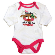 Infant Girls Hey Grandma Watch Out For Reindeers Creeper Christmas Bodysuit