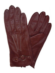 Chill Proof Womens Brown Leather Stitched Ring Gloves