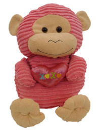 Sweet Sprouts Ribbed Cord Knit Pink Love Monkey 12" Stuffed Animal Pal Plush