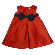 Carters Infant Girls Red Sleeveless Satin Party Dress with Black Bow