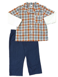 Carter's Infant Boys Orange Plaid Button Up Shirt & Pants Set 18m
