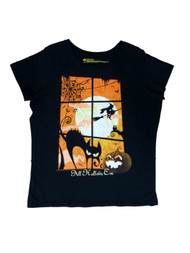 Happy Halloween Womens Black Cat All Hallows Eve T-Shirt Spooky Witch Shirt