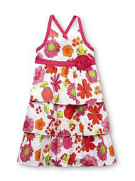 Penny M Sundress Infant & Toddler Girls White & Pink Floral Tiered Sun Dress