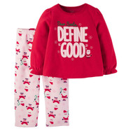 Carters Infant Toddler Girl Red Fleece Define Good Sleepwear Set Pajamas PJs