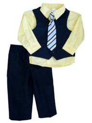 George Infant Toddler Boys 4 Piece Suit Dress Outfit Shirt Vest Tie Slacks