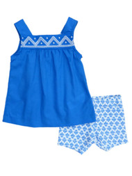 Carters Infant Girls Blue Sleeveless Shirt White Print Shorts 2 PC Summer Set