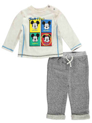Disney Infant Boy Mickey Mouse 2 Piece Outfit Sweat Pants Long Sleeve Shirt