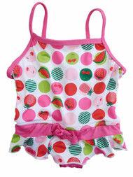 Infant Girls Pink Polka Dot Swimming Cherry & Strawberry Swim Suit Bathing Suit