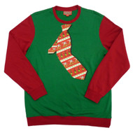 Holiday Fleece Mens Green & Red Big & Tall Xmas Tie Christmas Sweatshirt
