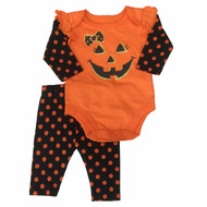 Garanimals Infant Girl Orange Dot Pumpkin Bodysuit Leggings Halloween