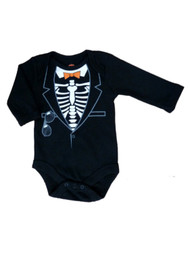 My Halloween Infant Boys Black Skeleton Tuxedo Bodysuit Creeper