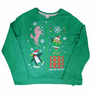 Holiday Time Womens Plus Green Elfie Christmas Pullover Sweatshirt Top