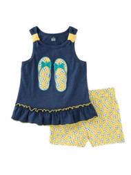 Kids Headquarters Infant Girls Set Flip-Flop Shirt & Flower Shorts Outfit