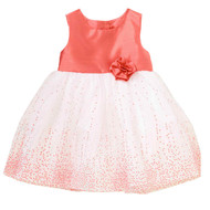 Toddler Girls Orange & White Satin & Tulle Easter & Party Dress