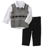 George Infant Boys 3 Piece Holiday Clothing Set Sweater Vest Shirt & Pants