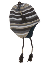 Igloos Mens Brown Striped Peruvian Style Trapper Hat Fleece Lined